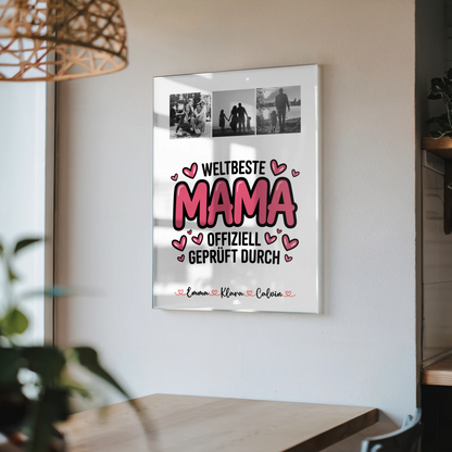 Mama Plakat mit Fotocollage für Mama Weltbeste Mama Offiziell Geprüft Durch 4