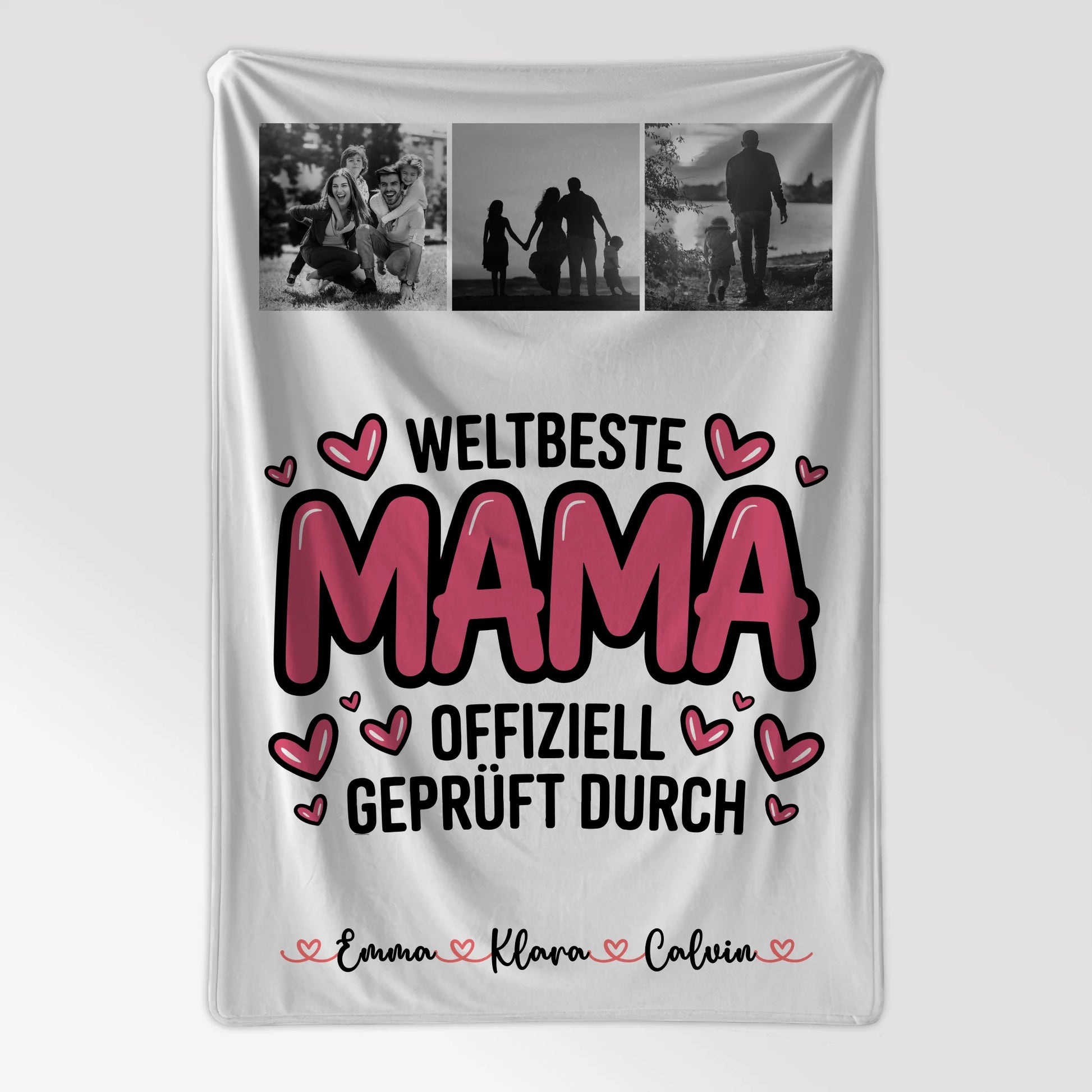 Personalisierte Decke Mutter Tochter Fotocollage für Mama Weltbeste Mama Offiziell Geprüft Durch 7