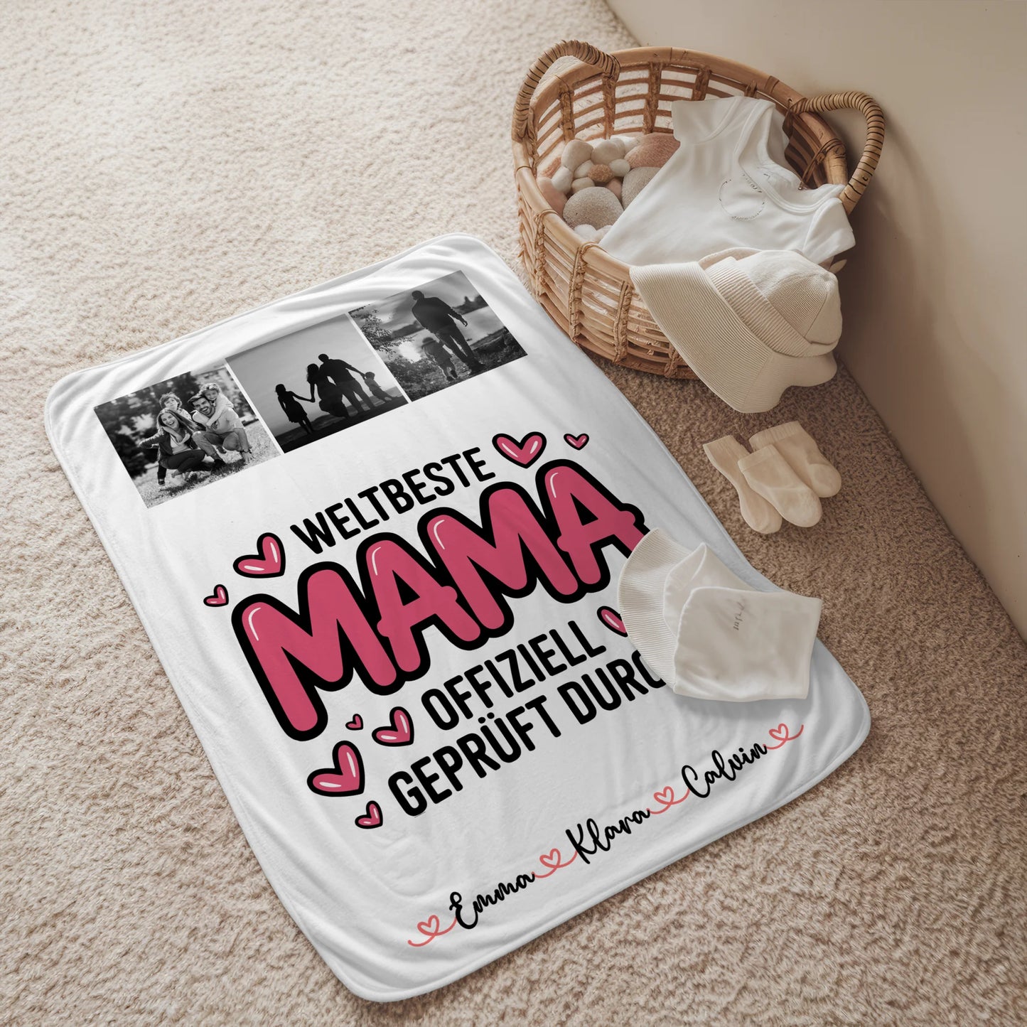 Personalisierte Decke Mutter Tochter Fotocollage für Mama Weltbeste Mama Offiziell Geprüft Durch 2