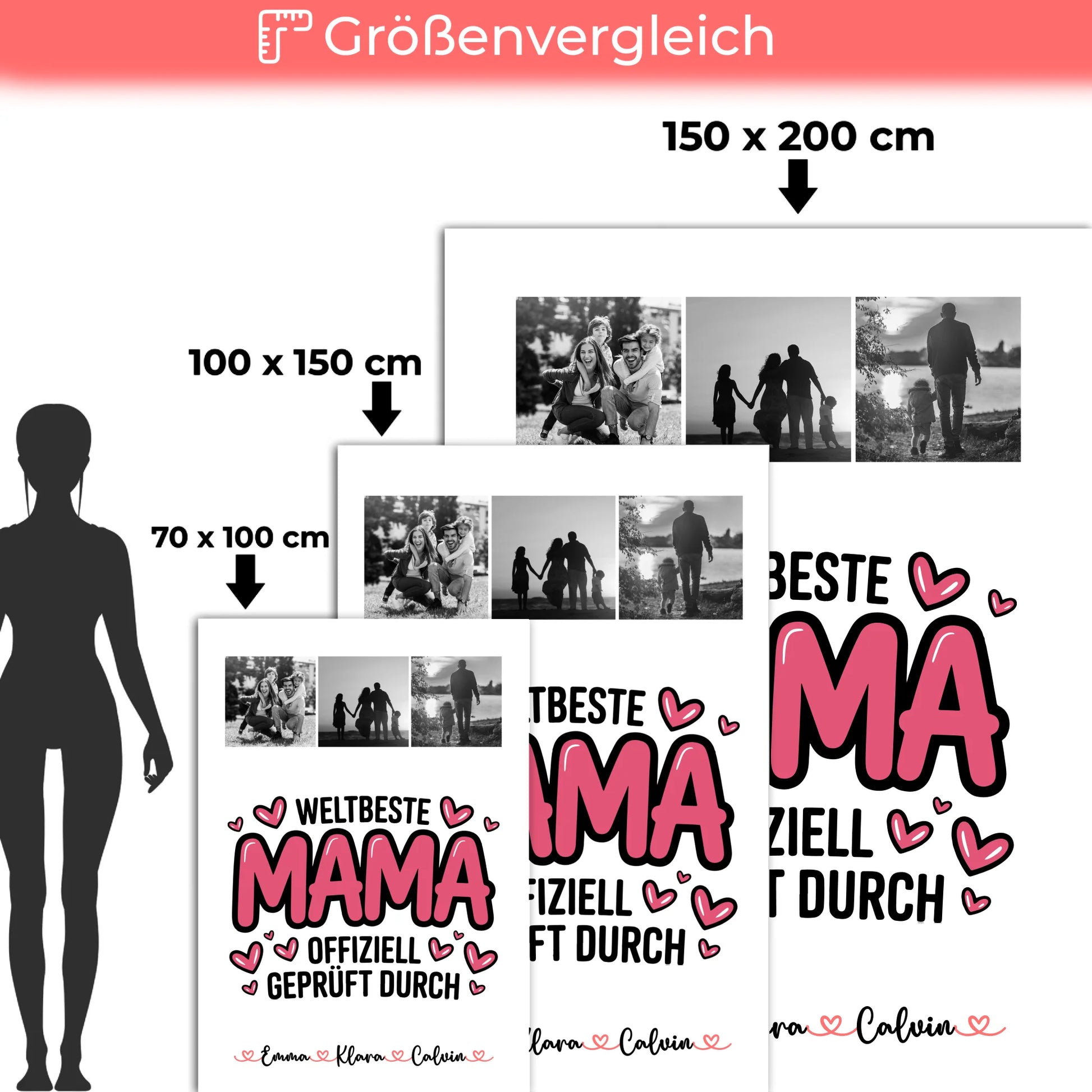 Personalisierte Decke Mutter Tochter Fotocollage für Mama Weltbeste Mama Offiziell Geprüft Durch 5