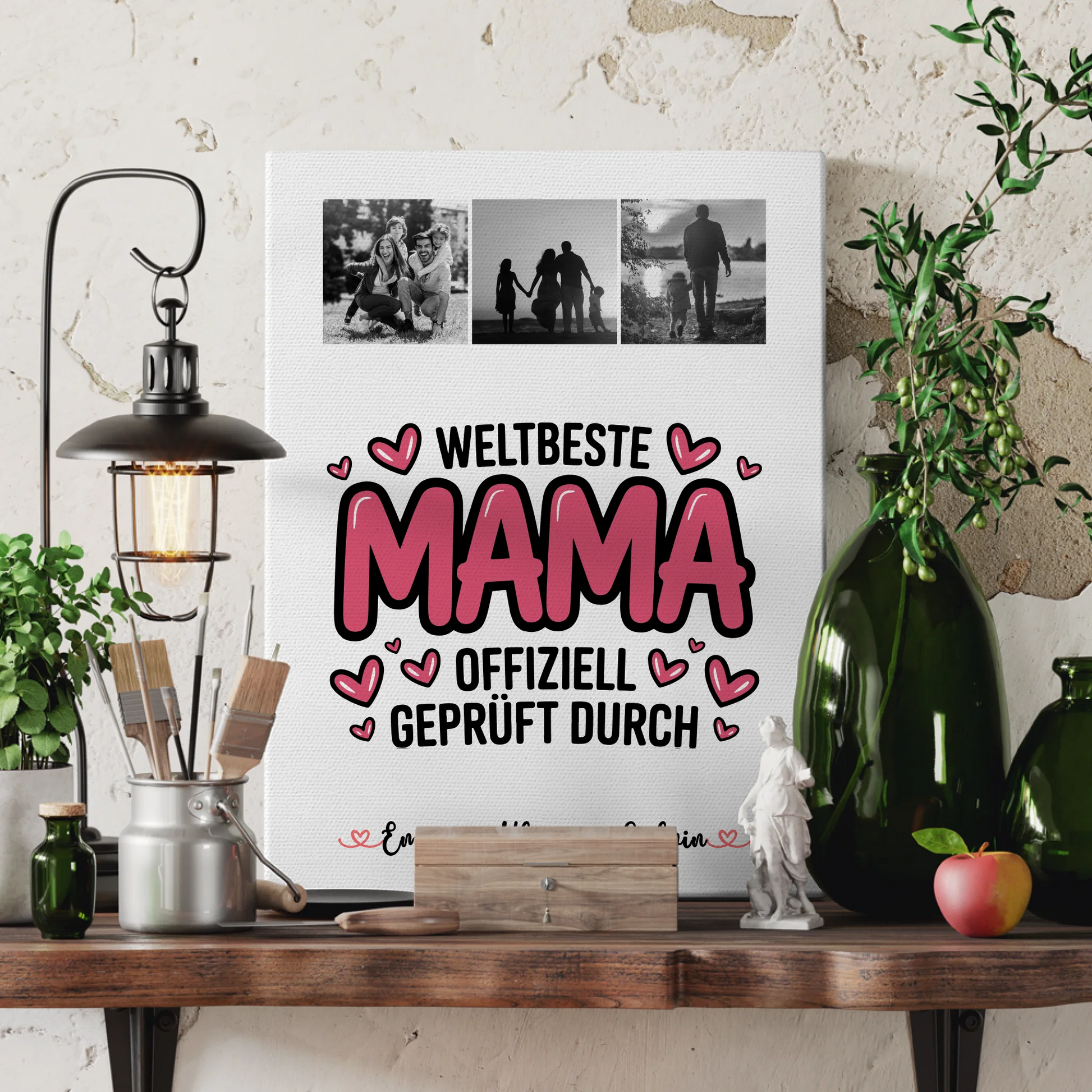 Personalisierte Leinwand Mama Fotocollage für Mama Weltbeste Mama Offiziell Geprüft Durch 3