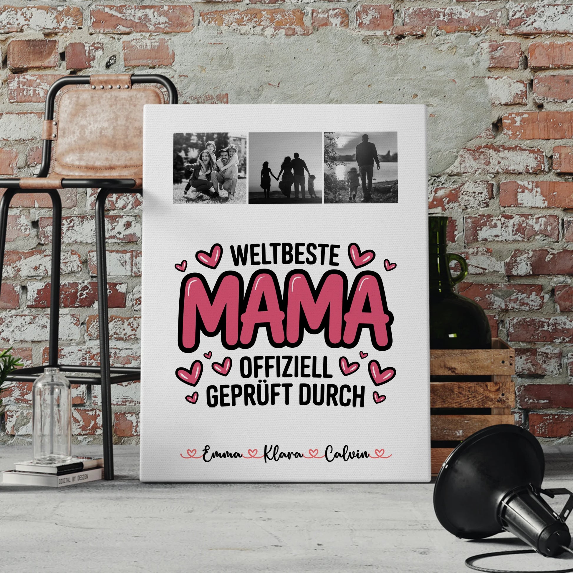 Personalisierte Leinwand Mama Fotocollage für Mama Weltbeste Mama Offiziell Geprüft Durch 4