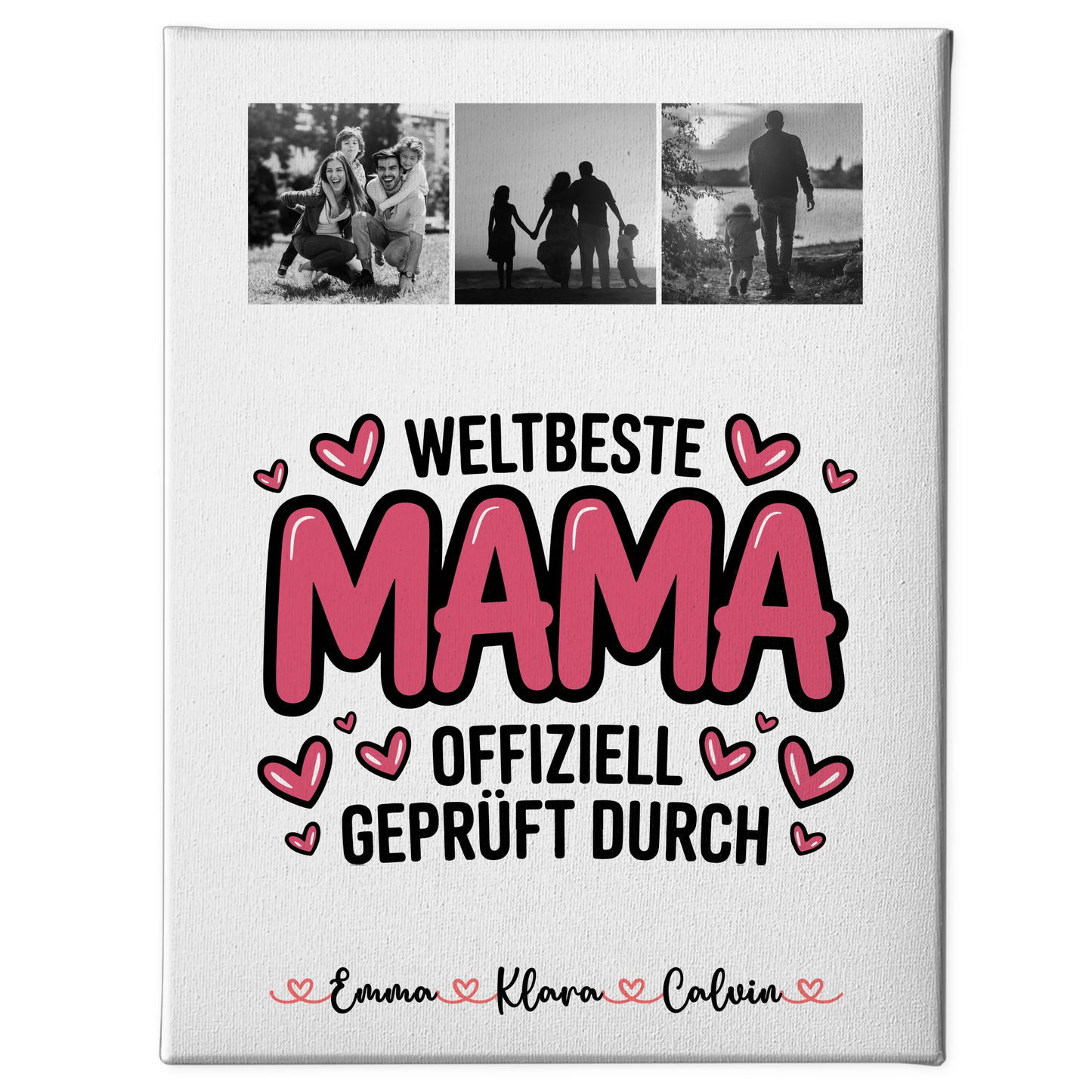 Personalisierte Leinwand Mama Fotocollage für Mama Weltbeste Mama Offiziell Geprüft Durch 1