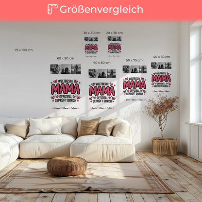 Personalisierte Leinwand Mama Fotocollage für Mama Weltbeste Mama Offiziell Geprüft Durch 6