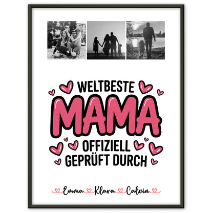 Mama Tochter Poster Fotocollage für Mama Weltbeste Mama Offiziell Geprüft Durch