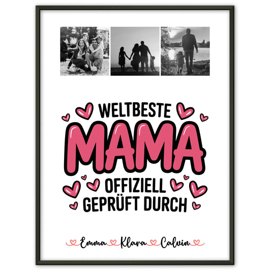 Mama Tochter Poster Fotocollage für Mama Weltbeste Mama Offiziell Geprüft Durch