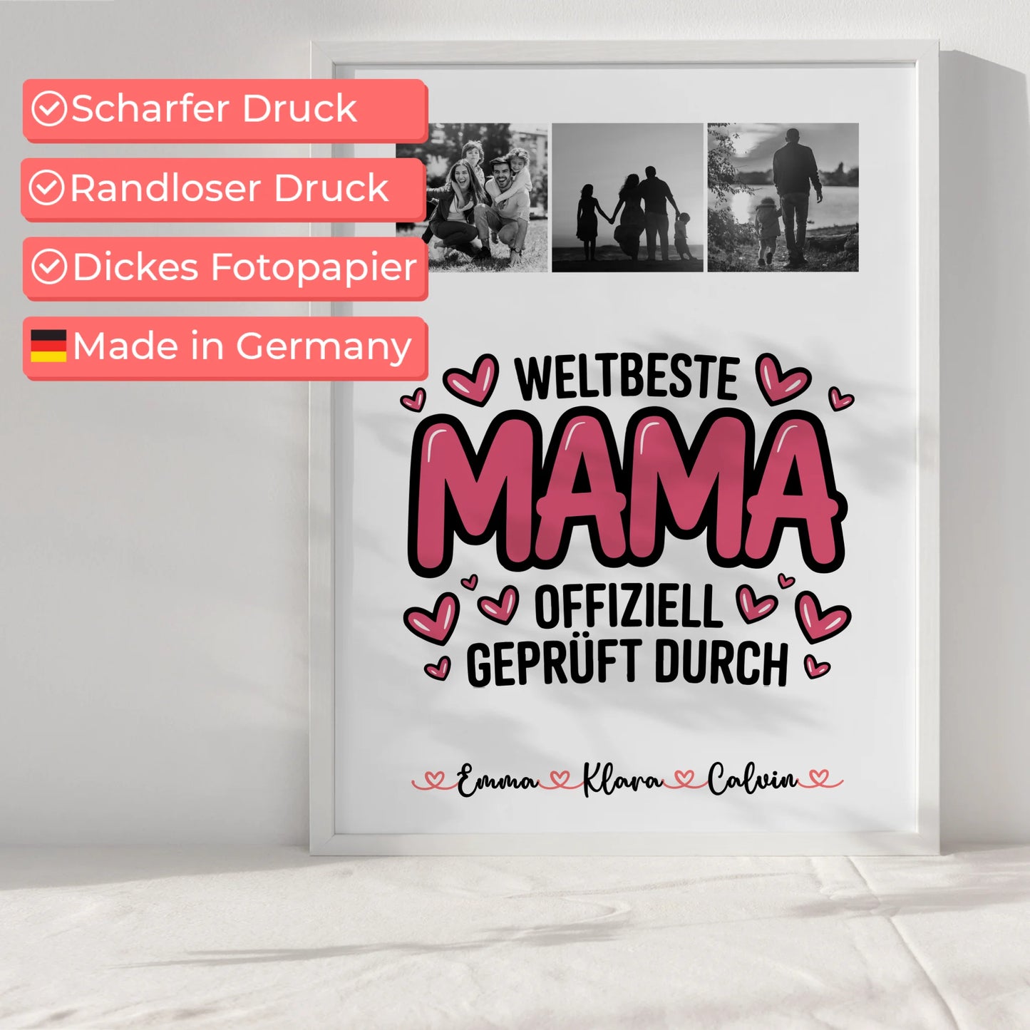 Mama Tochter Poster Fotocollage für Mama Weltbeste Mama Offiziell Geprüft Durch