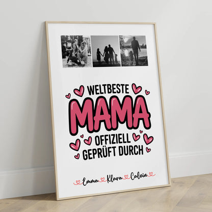 Mama Tochter Poster Fotocollage für Mama Weltbeste Mama Offiziell Geprüft Durch