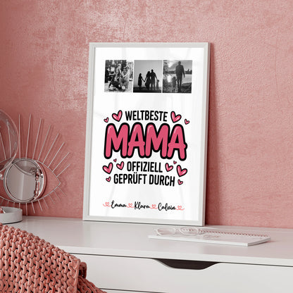 Mama Tochter Poster Fotocollage für Mama Weltbeste Mama Offiziell Geprüft Durch