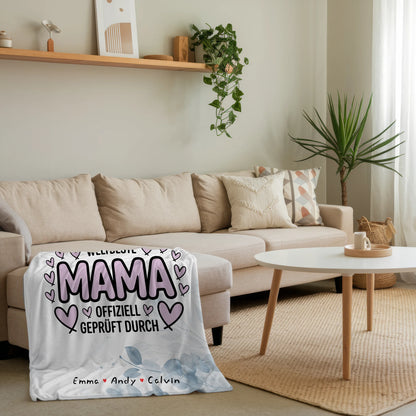 Personalisierte Kuscheldecke Mama mit Mama Fotocollage Weltbeste Mama Offiziell Geprüft Durch 4