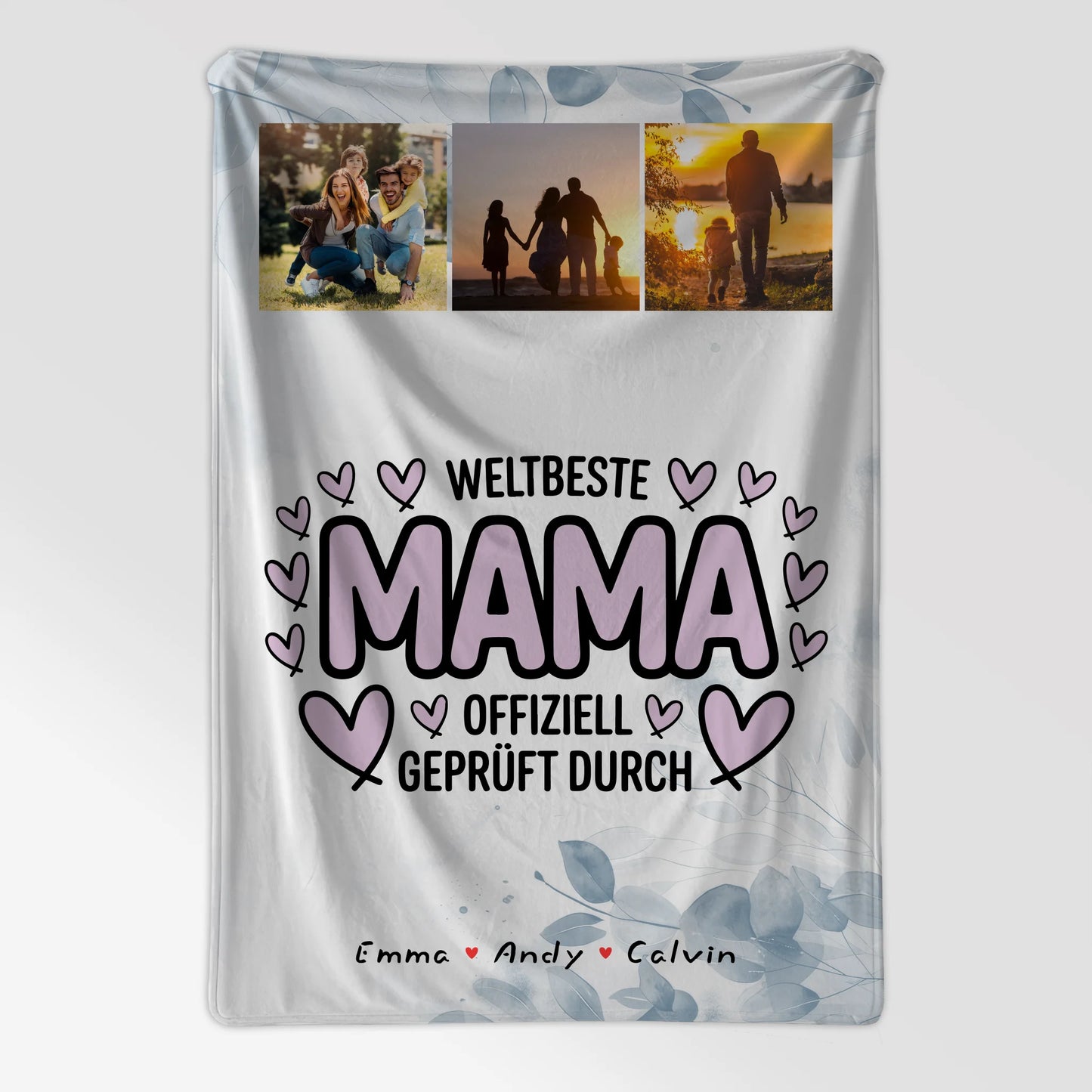 Personalisierte Kuscheldecke Mama mit Mama Fotocollage Weltbeste Mama Offiziell Geprüft Durch 7