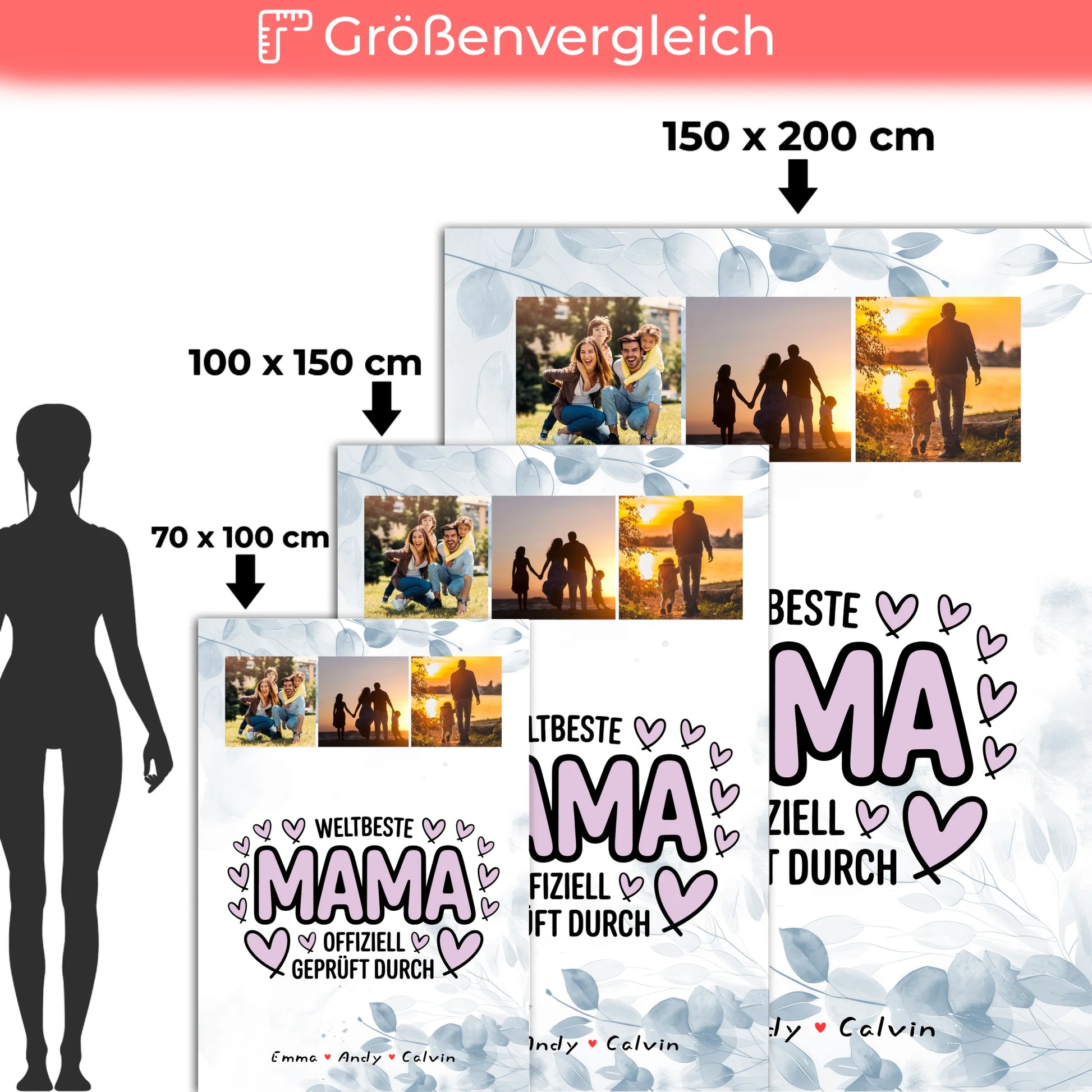Personalisierte Kuscheldecke Mama mit Mama Fotocollage Weltbeste Mama Offiziell Geprüft Durch 5