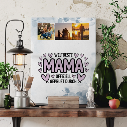 Weltbeste Mama Plakat Leinwand mit Mama Fotocollage Offiziell Geprüft Durch 3