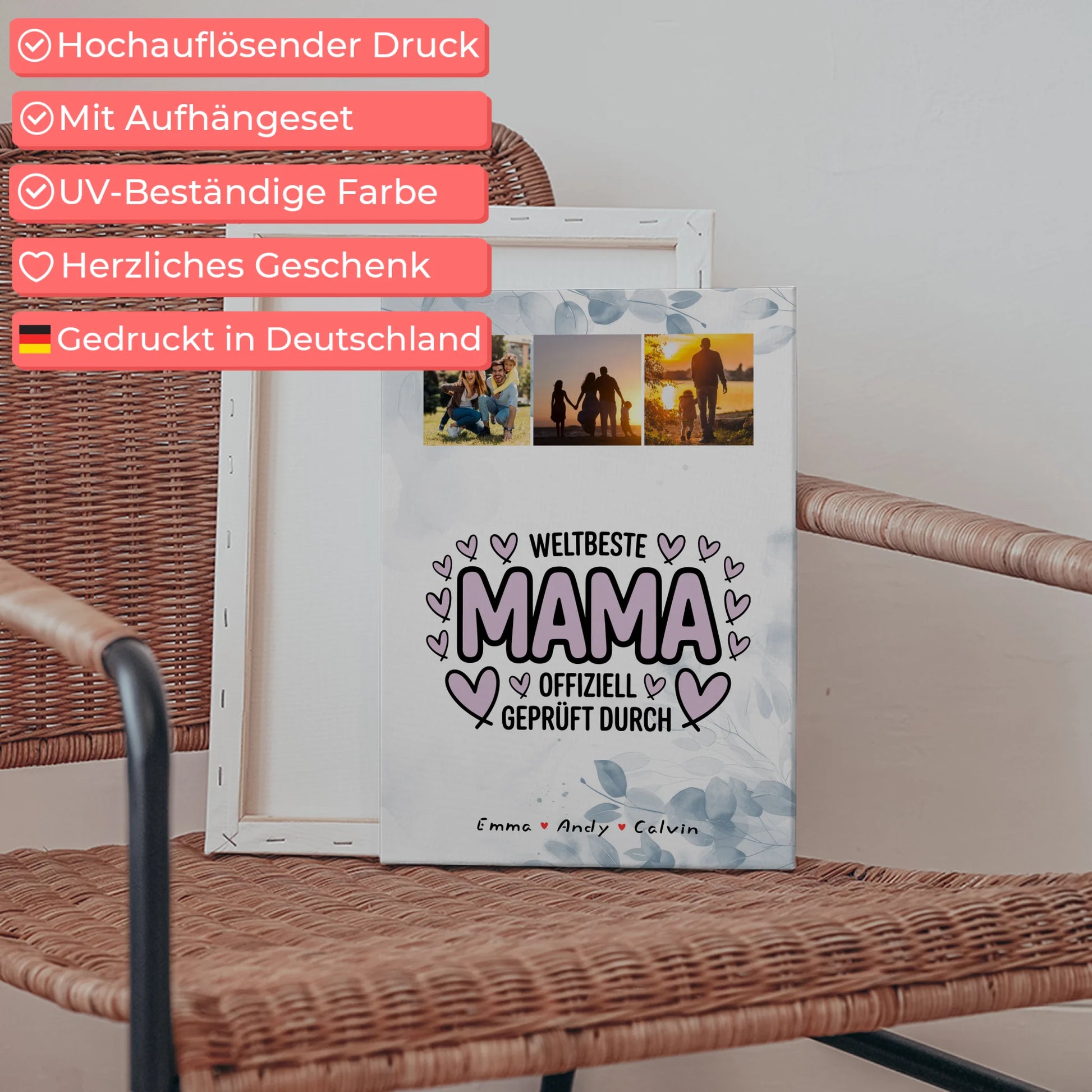 Weltbeste Mama Plakat Leinwand mit Mama Fotocollage Offiziell Geprüft Durch 5