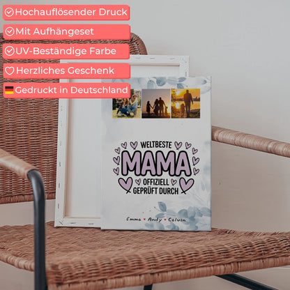Weltbeste Mama Plakat Leinwand mit Mama Fotocollage Offiziell Geprüft Durch 5