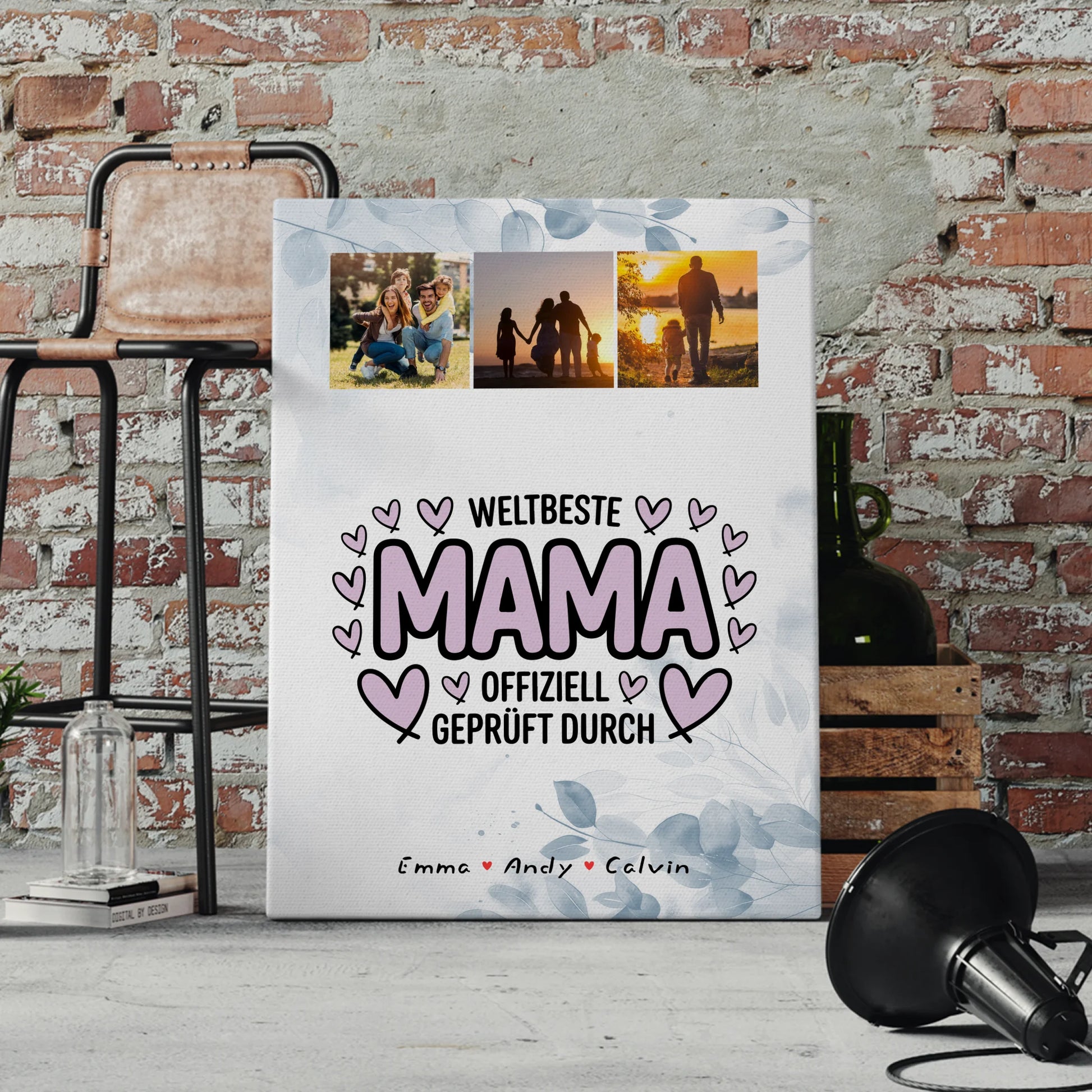 Weltbeste Mama Plakat Leinwand mit Mama Fotocollage Offiziell Geprüft Durch 4