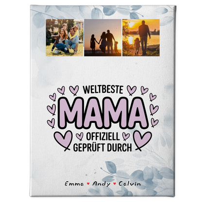 Weltbeste Mama Plakat Leinwand mit Mama Fotocollage Offiziell Geprüft Durch 1