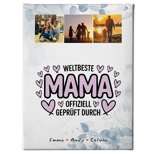Weltbeste Mama Plakat Leinwand mit Mama Fotocollage Offiziell Geprüft Durch 1