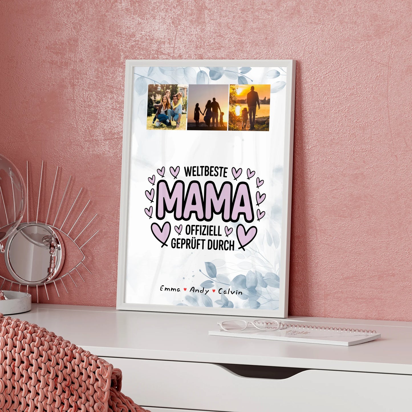 Weltbeste Mama Poster mit Fotocollage personalisiert Mama Geschenk Offiziell Geprüft Durch