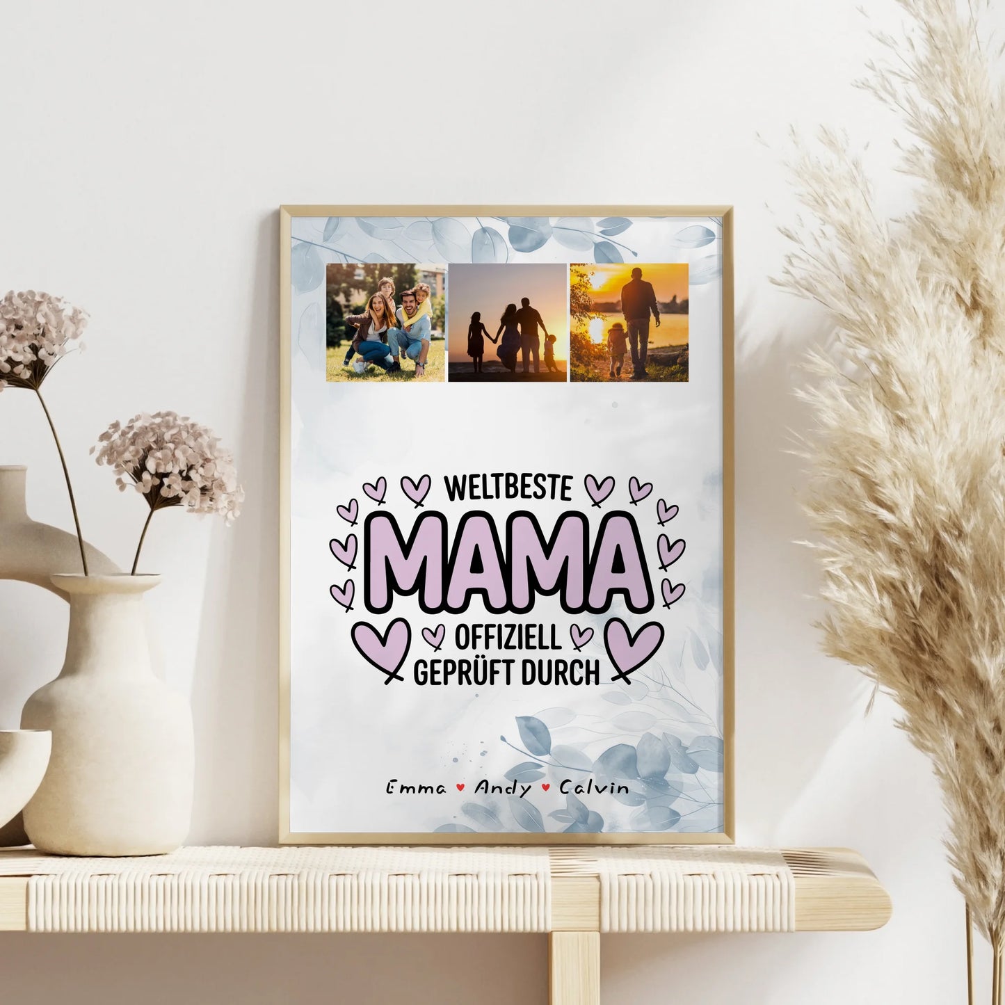 Weltbeste Mama Poster mit Fotocollage personalisiert Mama Geschenk Offiziell Geprüft Durch