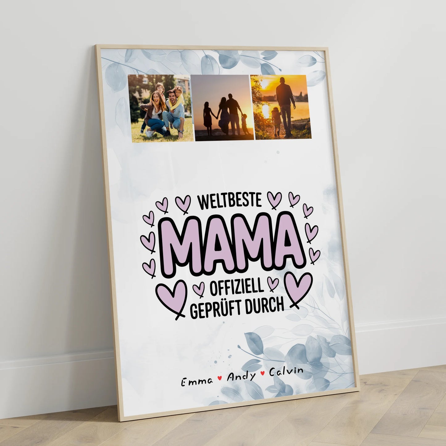 Weltbeste Mama Poster mit Fotocollage personalisiert Mama Geschenk Offiziell Geprüft Durch
