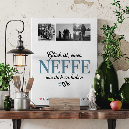 Personalisierte Leinwand Geschenk Fotocollage Neffe Glück Ist einen Neffe Wie Dich Haben 3