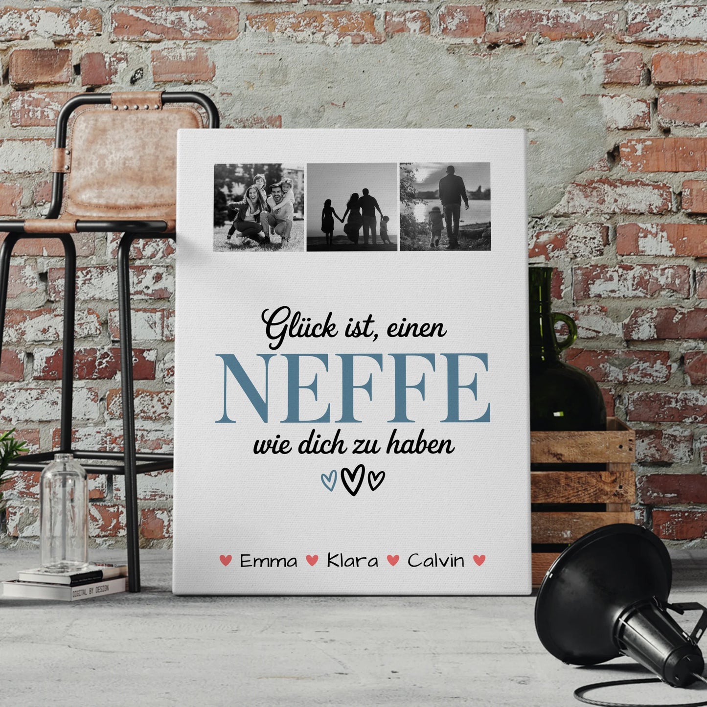 Personalisierte Leinwand Geschenk Fotocollage Neffe Glück Ist einen Neffe Wie Dich Haben 4