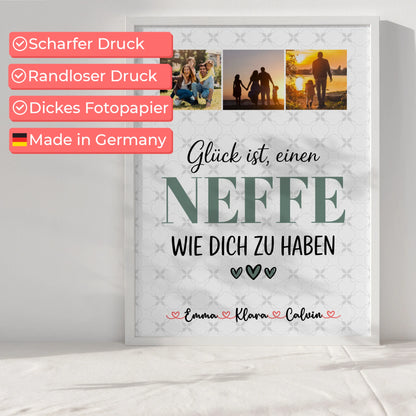 Poster Personalisiert Fotocollage Neffe Glück Ist einen Neffe Wie Dich Zu Haben Geschenkidee