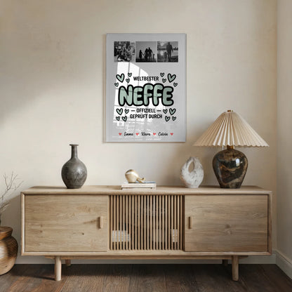 Personalisierte Fotocollage für Neffe auf Foto Acrylglas Weltbester Neffe Offiziell Geprüft Durch 5