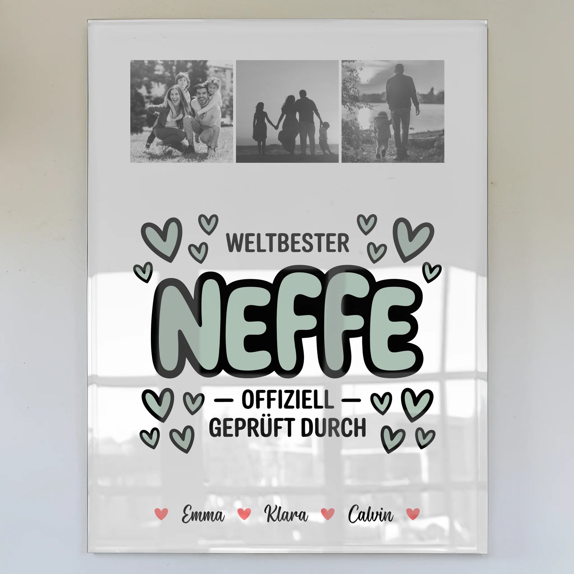 Personalisierte Fotocollage für Neffe auf Foto Acrylglas Weltbester Neffe Offiziell Geprüft Durch 1