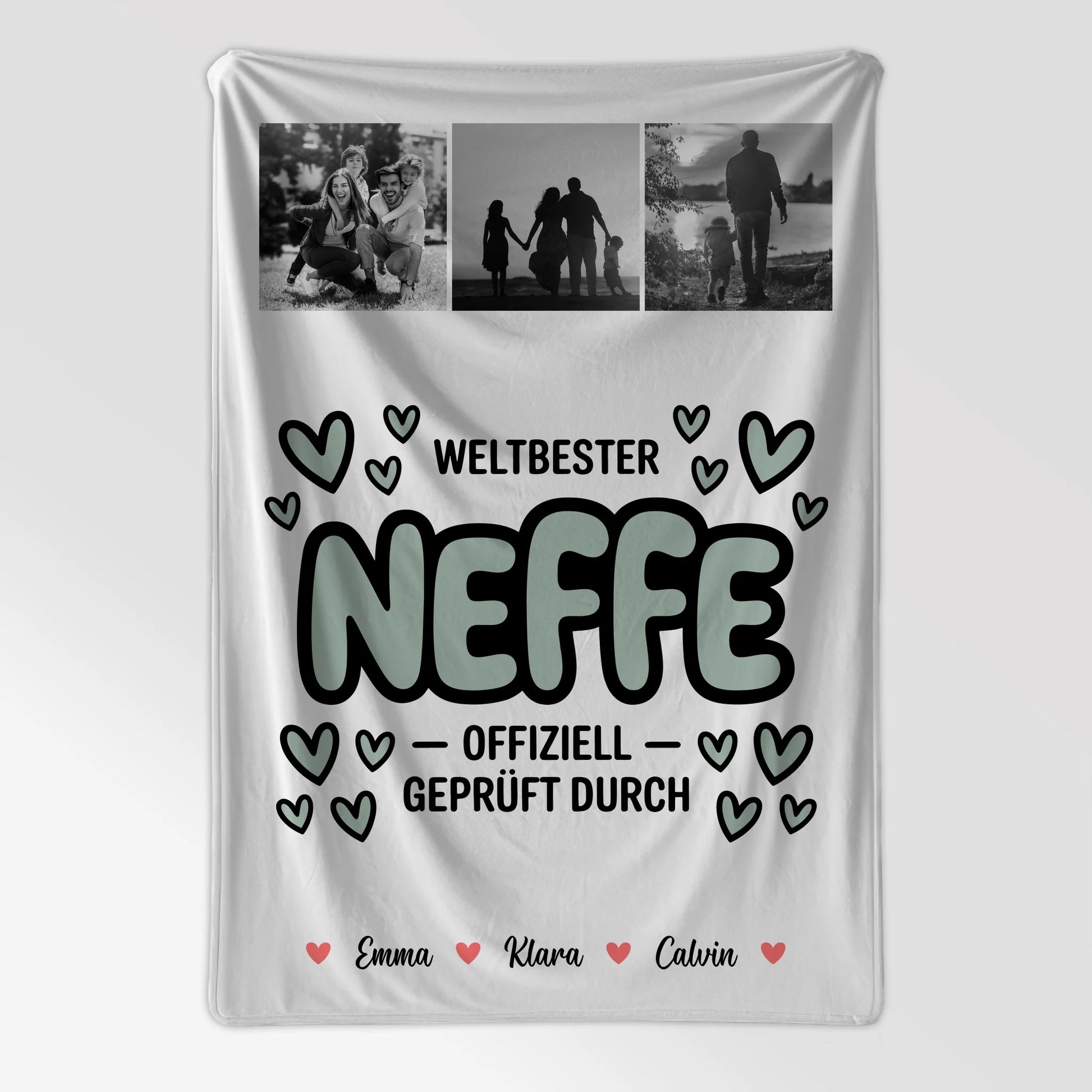 Personalisierte Decke Mit Namen Fotocollage für Neffe Weltbester Neffe Offiziell Geprüft Durch 7