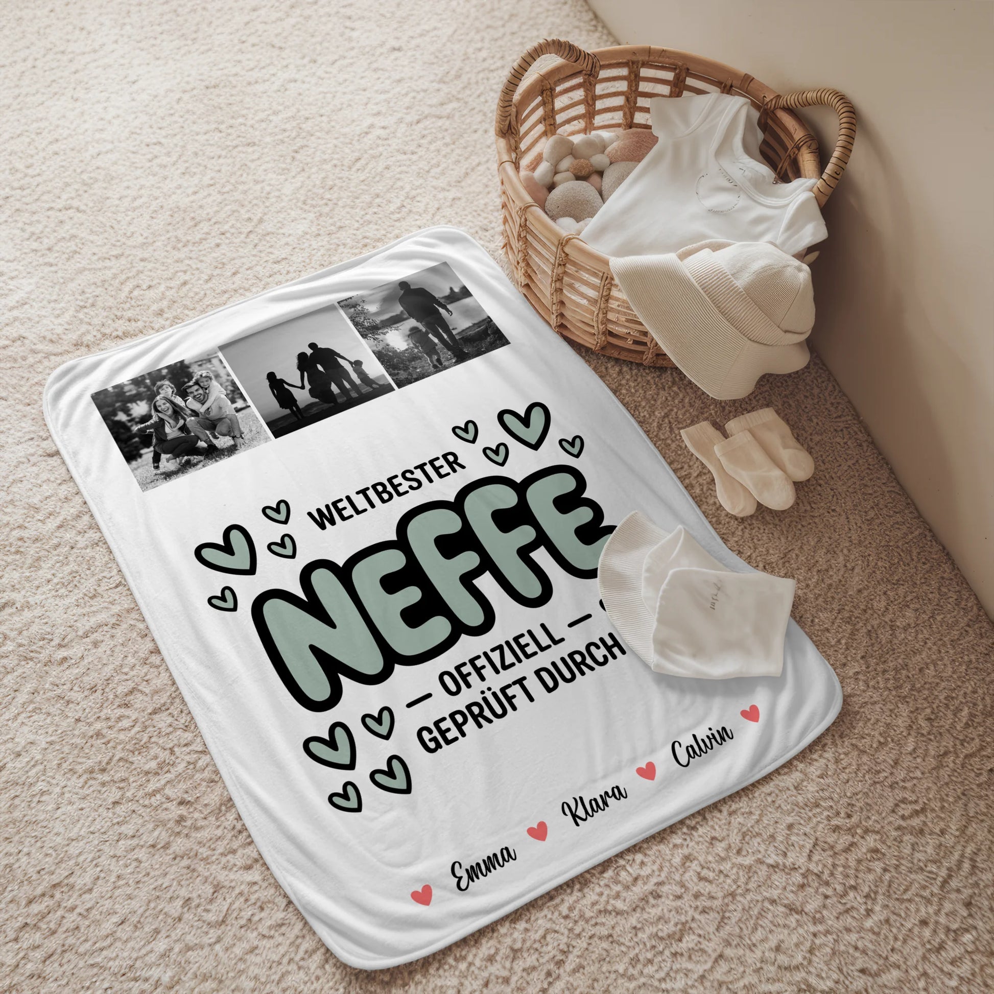 Personalisierte Decke Mit Namen Fotocollage für Neffe Weltbester Neffe Offiziell Geprüft Durch 2