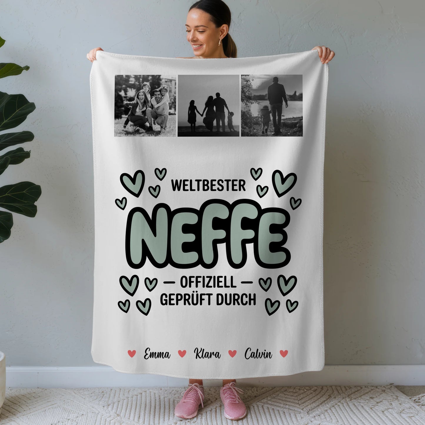 Personalisierte Decke Mit Namen Fotocollage für Neffe Weltbester Neffe Offiziell Geprüft Durch 1