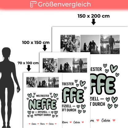 Personalisierte Decke Mit Namen Fotocollage für Neffe Weltbester Neffe Offiziell Geprüft Durch 5