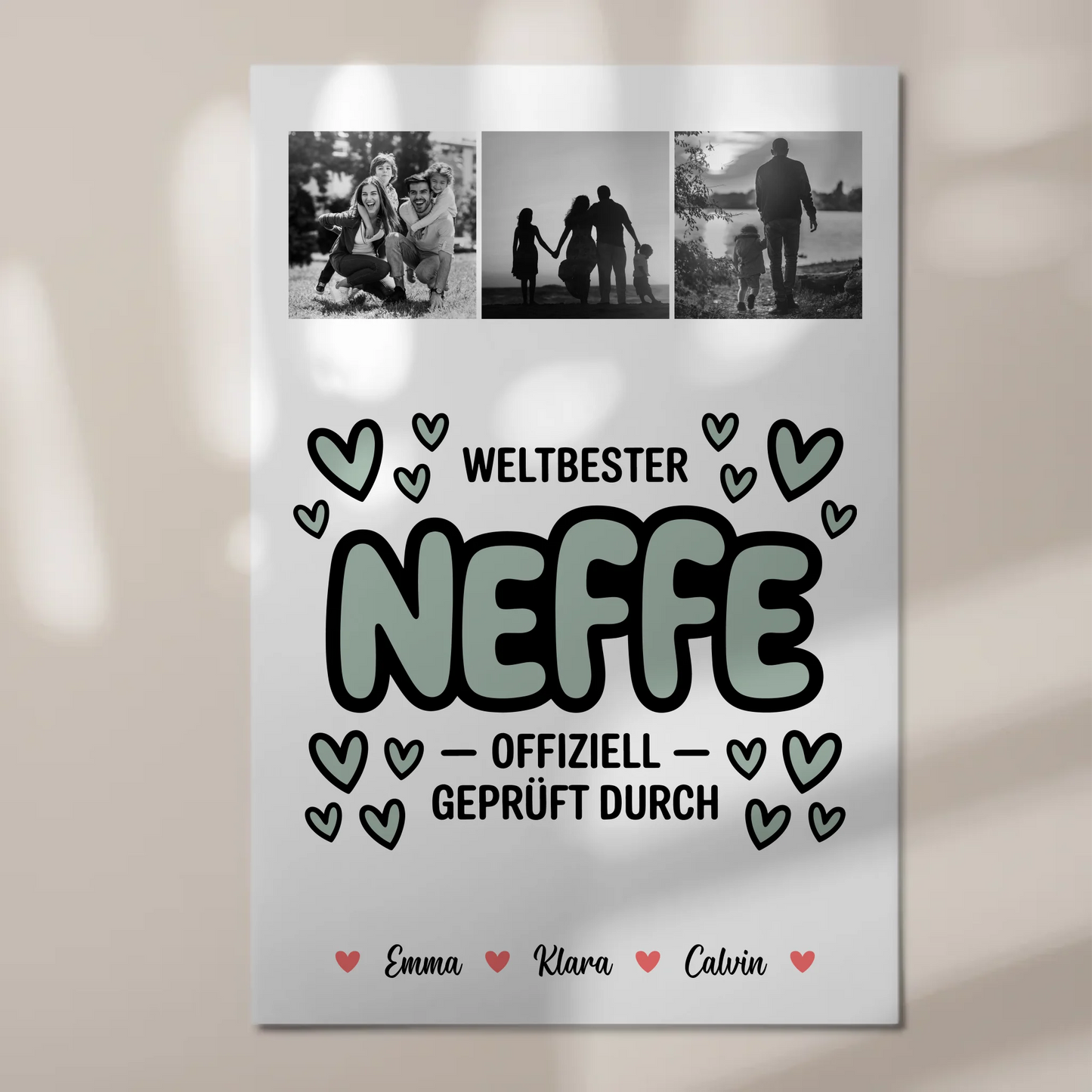 Fotoboard Magnet Wandbild Fotocollage für Neffe Weltbester Neffe Offiziell Geprüft Durch personalisiertes Geschenk 1
