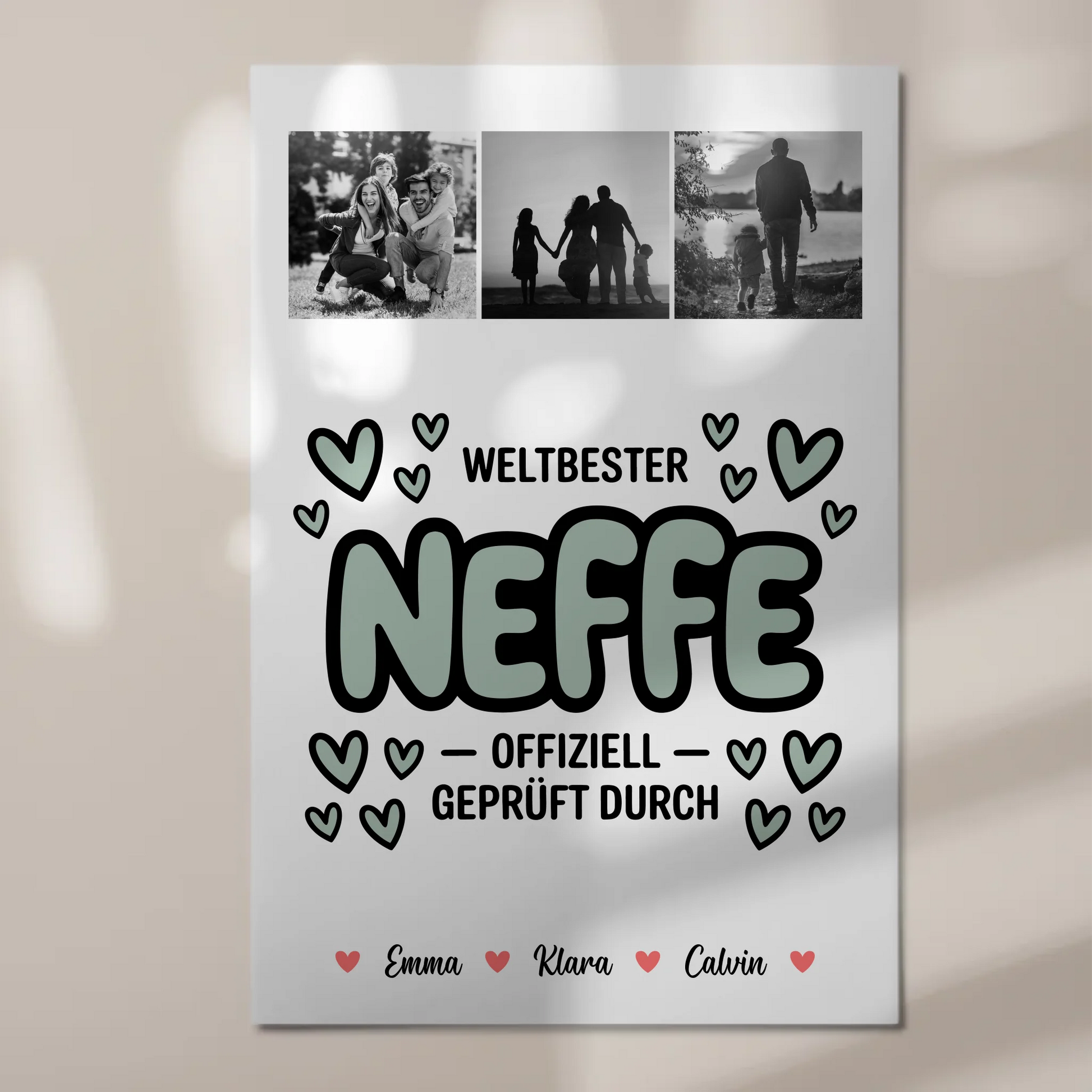 Fotoboard Magnet Wandbild Fotocollage für Neffe Weltbester Neffe Offiziell Geprüft Durch personalisiertes Geschenk 1