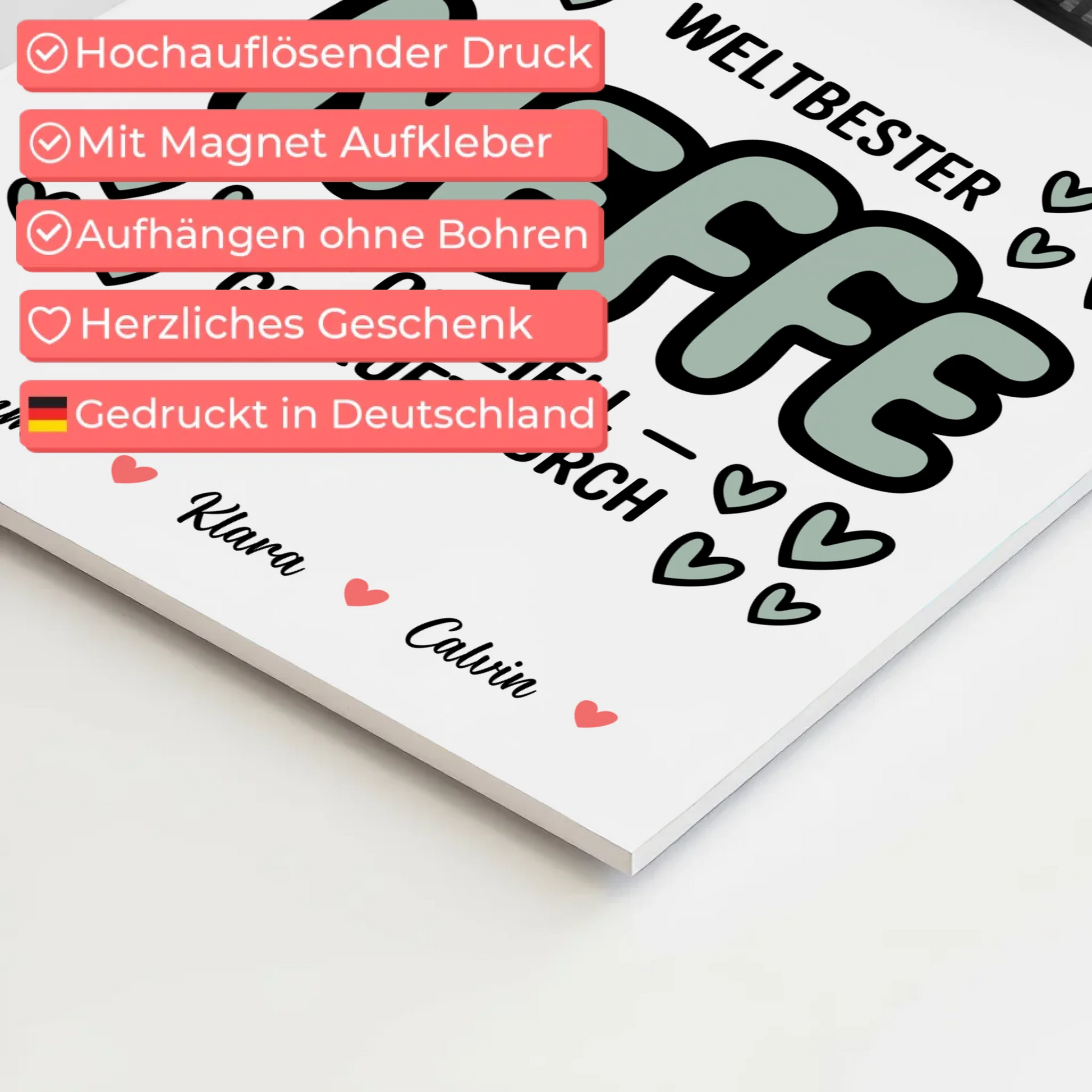 Fotoboard Magnet Wandbild Fotocollage für Neffe Weltbester Neffe Offiziell Geprüft Durch personalisiertes Geschenk 4