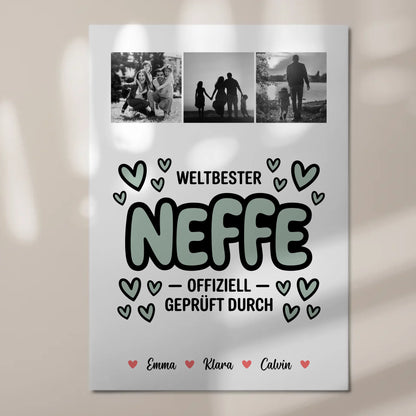 Fotoboard Magnet Wandbild Fotocollage für Neffe Weltbester Neffe Offiziell Geprüft Durch personalisiertes Geschenk 7