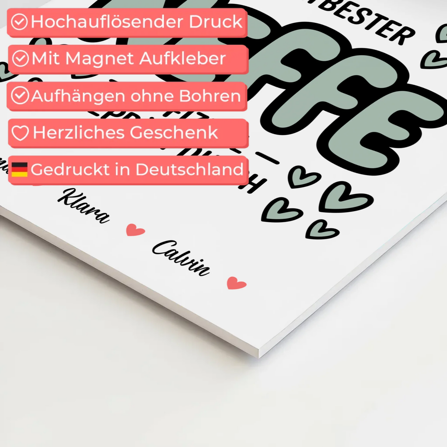 Fotoboard Magnet Wandbild Fotocollage für Neffe Weltbester Neffe Offiziell Geprüft Durch personalisiertes Geschenk