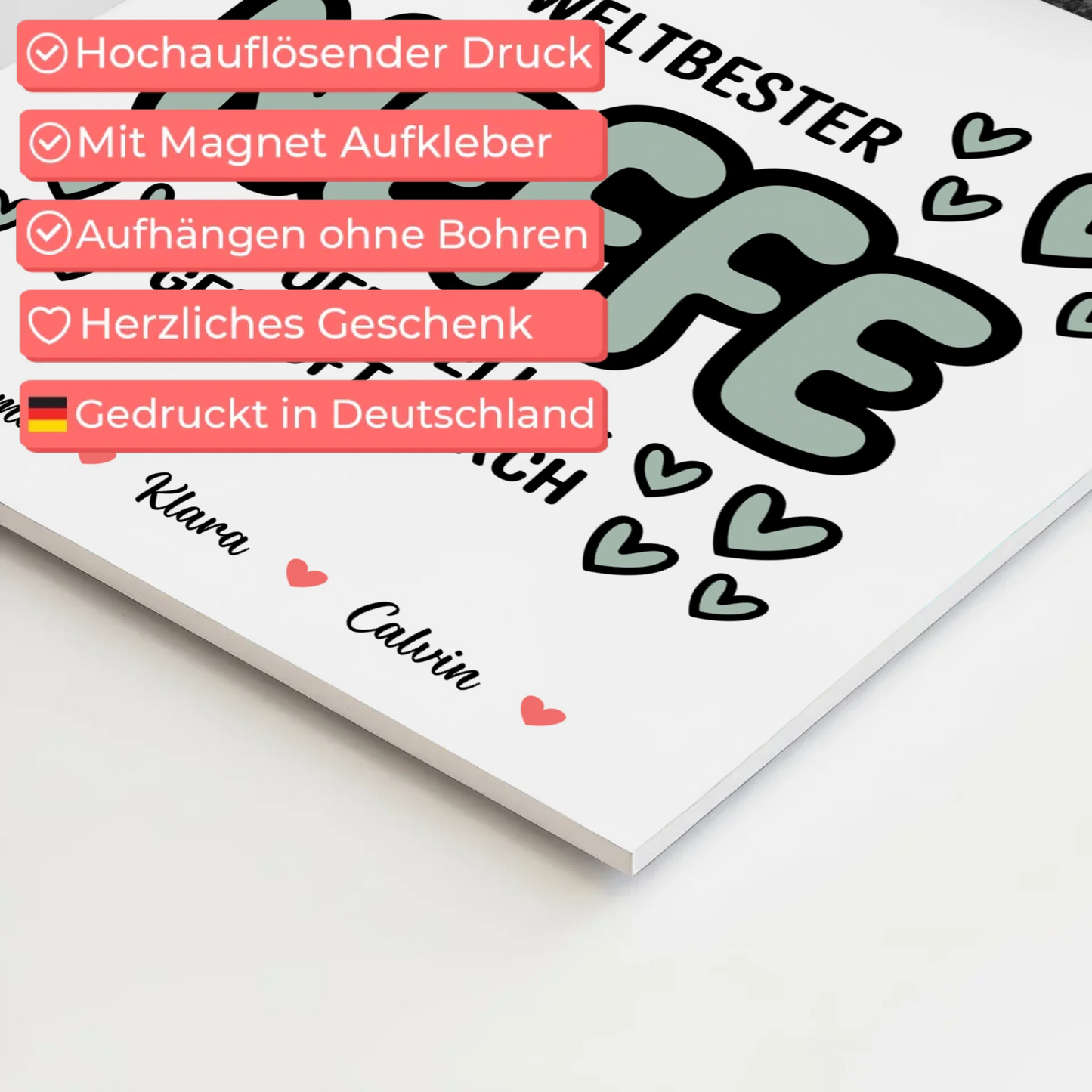 Fotoboard Magnet Wandbild Fotocollage für Neffe Weltbester Neffe Offiziell Geprüft Durch personalisiertes Geschenk