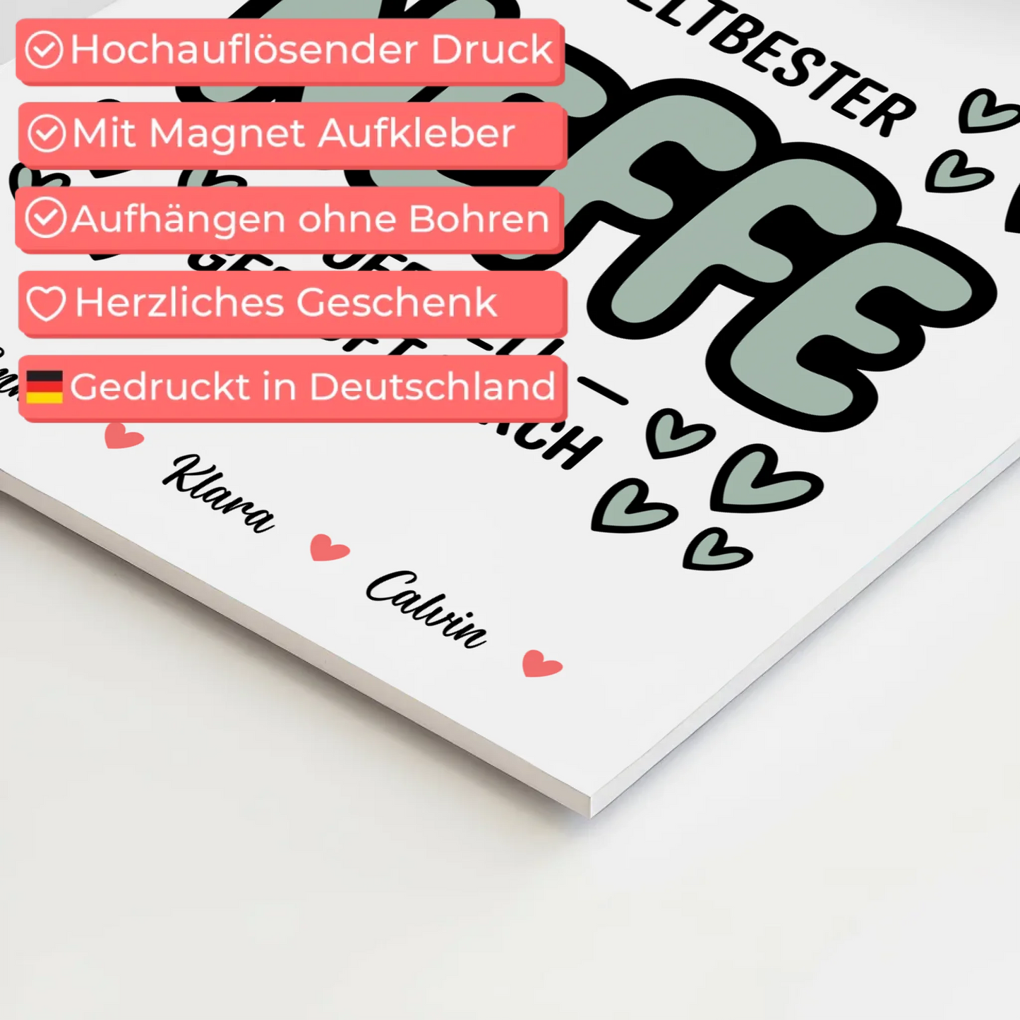 Fotoboard Magnet Wandbild Fotocollage für Neffe Weltbester Neffe Offiziell Geprüft Durch personalisiertes Geschenk