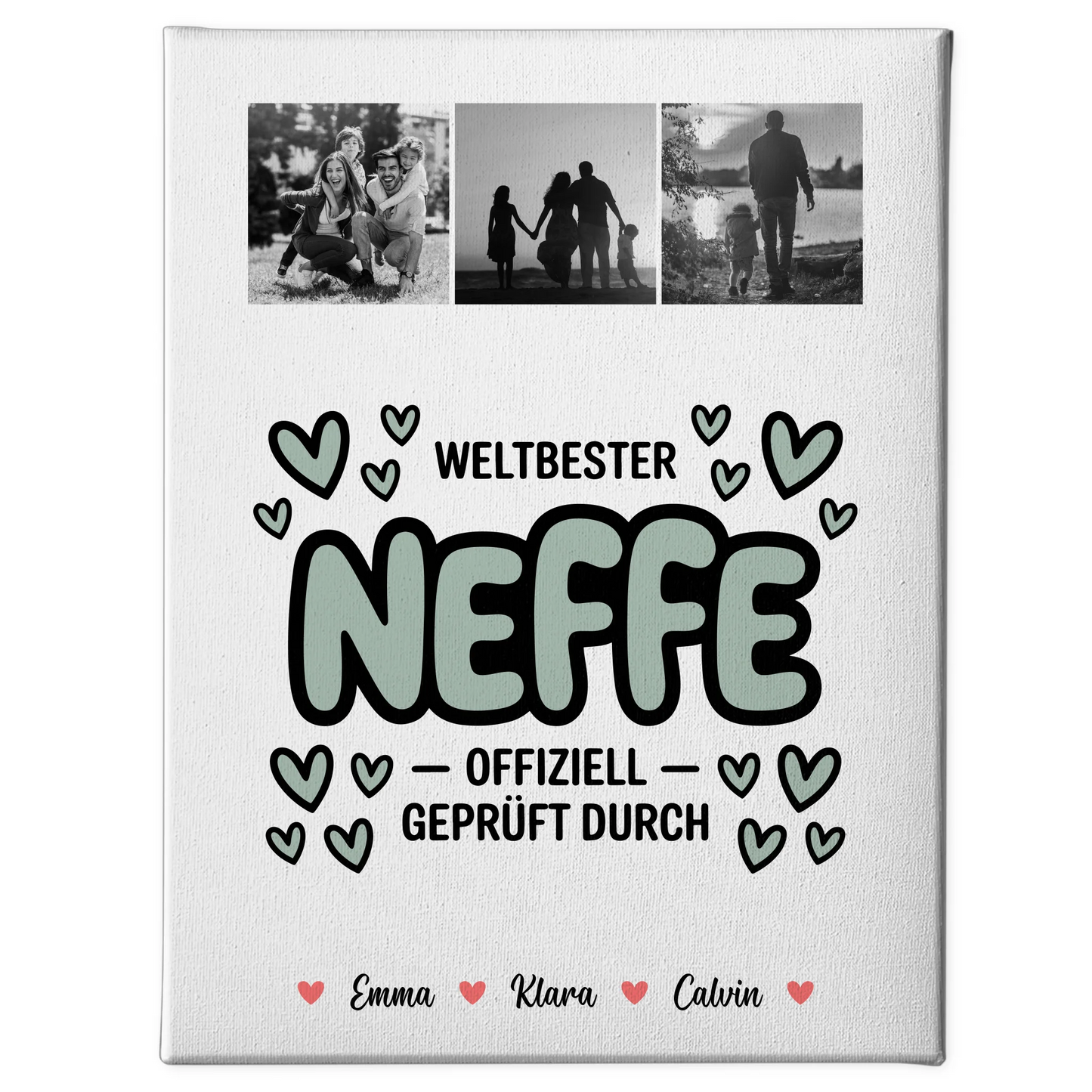 Leinwand Personalisiert Fotocollage für Neffe Weltbester Neffe Offiziell Geprüft Durch Geschenk 1