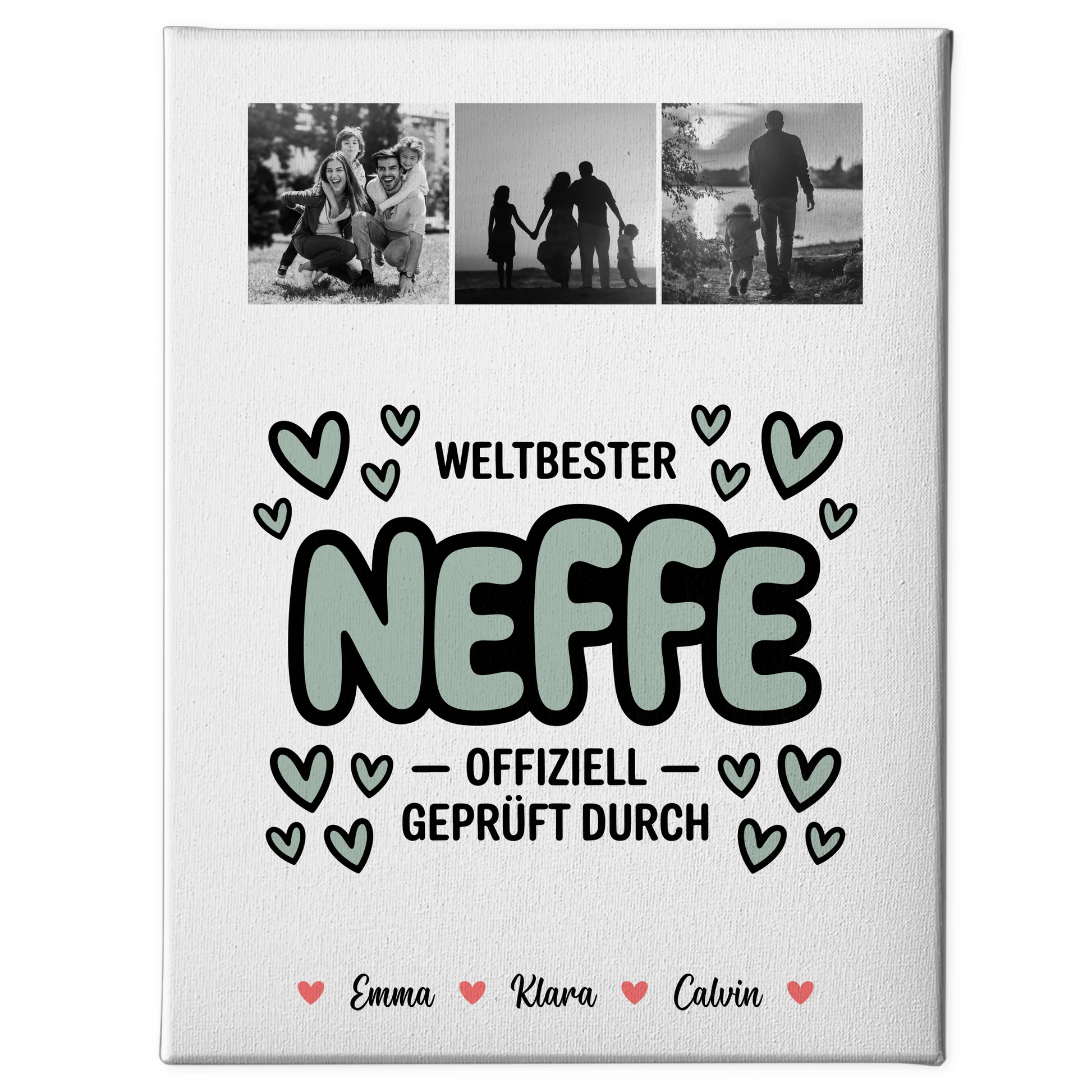 Leinwand Personalisiert Fotocollage für Neffe Weltbester Neffe Offiziell Geprüft Durch Geschenk 1