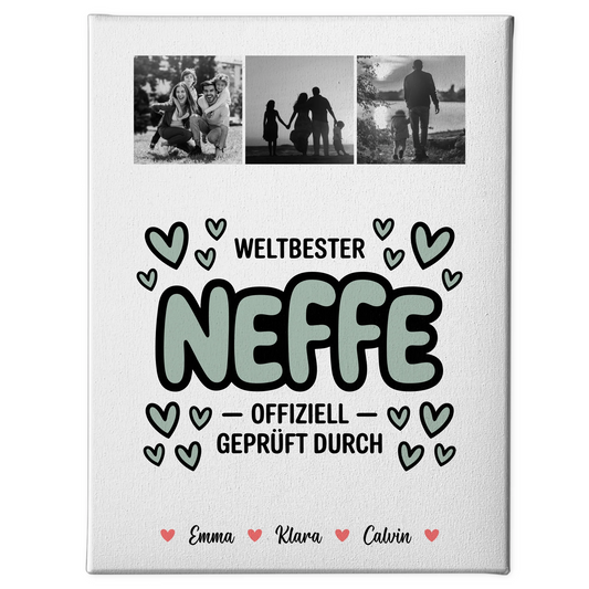 Leinwand Personalisiert Fotocollage für Neffe Weltbester Neffe Offiziell Geprüft Durch Geschenk 1