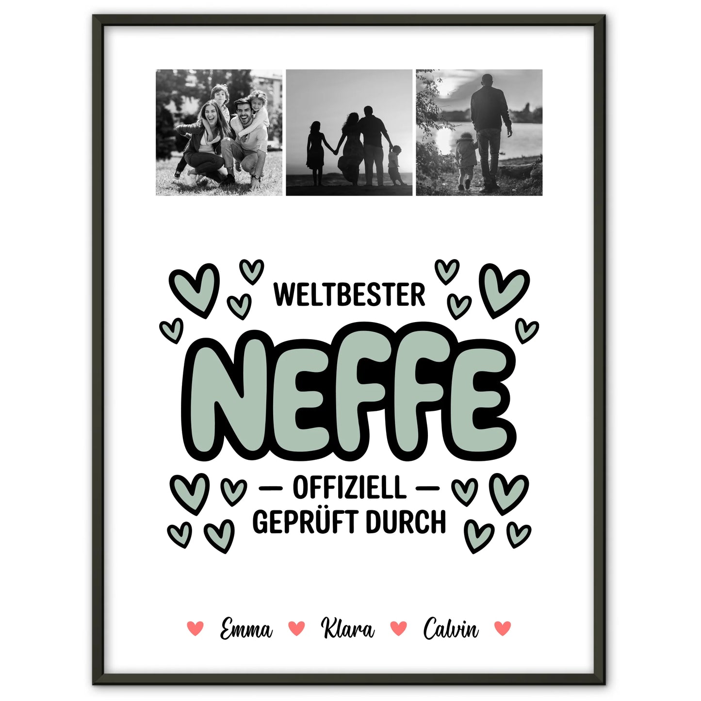 Foto Collage Poster Erstellen für Neffe Weltbester Neffe Offiziell Geprüft Durch Personalisiertes Geschenk