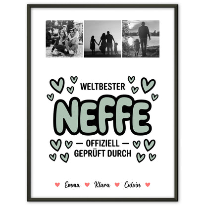 Foto Collage Poster Erstellen für Neffe Weltbester Neffe Offiziell Geprüft Durch Personalisiertes Geschenk