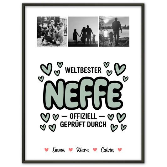 Foto Collage Poster Erstellen für Neffe Weltbester Neffe Offiziell Geprüft Durch Personalisiertes Geschenk