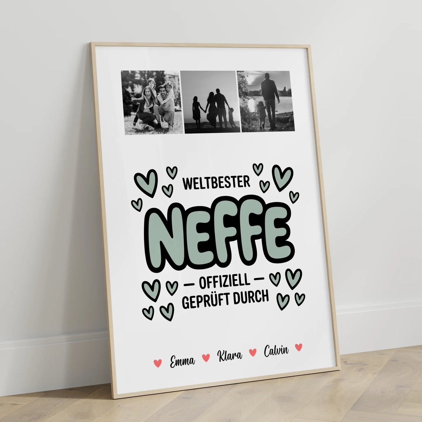 Foto Collage Poster Erstellen für Neffe Weltbester Neffe Offiziell Geprüft Durch Personalisiertes Geschenk