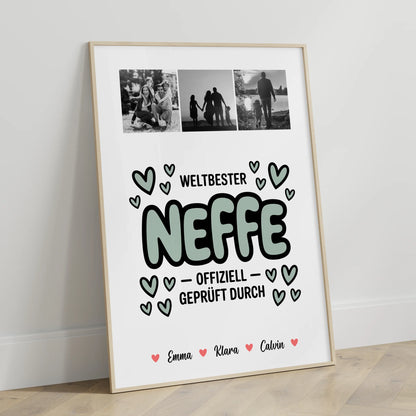 Foto Collage Poster Erstellen für Neffe Weltbester Neffe Offiziell Geprüft Durch Personalisiertes Geschenk