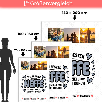 Personalisierte Decke Mit Namen Neffe Fotocollage Weltbester Neffe Offiziell Geprüft Durch 5
